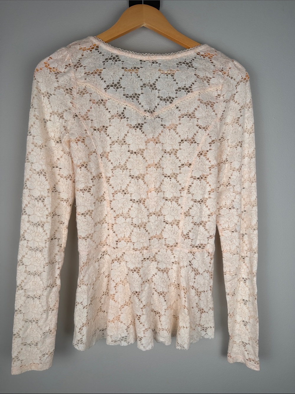 Free People Coquette Fairycore Pink Lace Henley Peplum - Picture 3 of 10